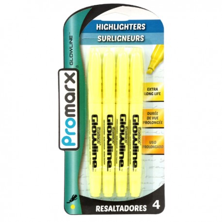 Resaltadores amarillos paquete 4 unidades