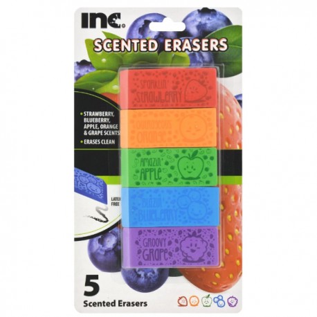 Gomas de borrar multicolor perfumada 5 - Pack