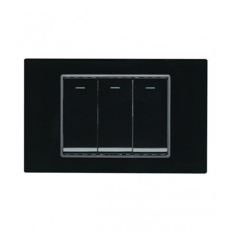 Interruptor triple 3 way para empotrar Negro