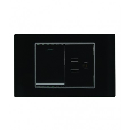Interruptor + Tomacorriente 3 way para empotrar Negro