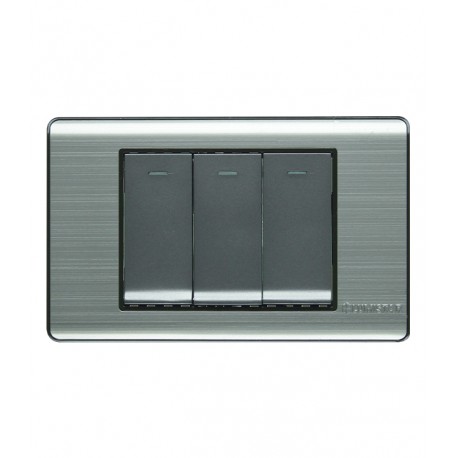 Interruptor triple 3 way para empotrar Plata