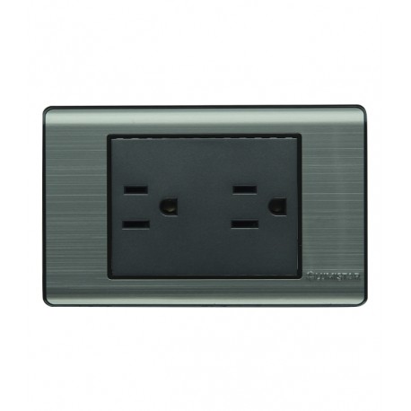 Tomacorriente doble para empotrar 3 WAY Plata