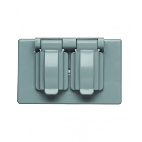 Tapa Intemperie Para Toma Doble Plástica Gris