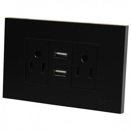 Tomacorriente doble con USB para empotrar