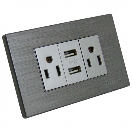 Tomacorriente doble con USB para empotrar