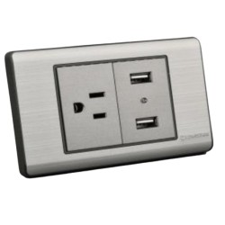 Tomacorriente con puerto USB para empotrar Plata