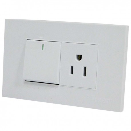 Interruptor + Toma para empotrar Blanco Troen