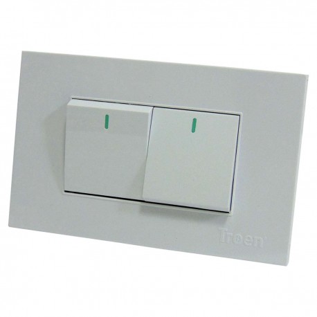 Interruptor doble 3 way para empotrar Blanco Troen