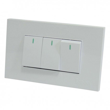 Interruptor triple 3 way para empotrar Blanco Troen