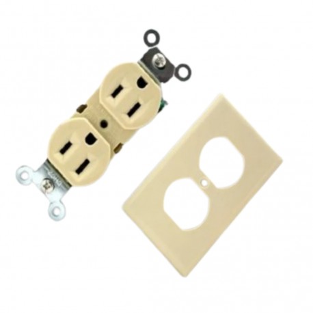 Tomacorriente Doble 270 Con Tapa Blanco