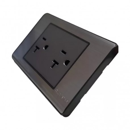 Tomacorriente doble para empotrar 20A Gris