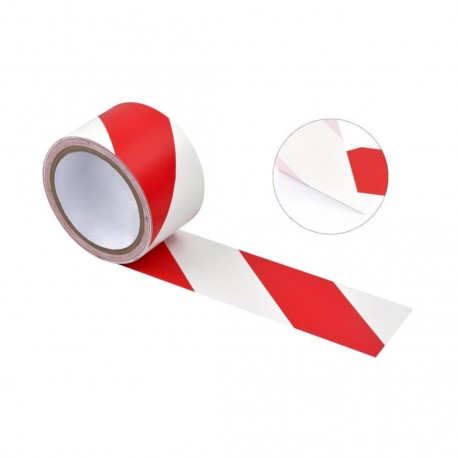 Cinta De Advertencia PVC Roja y Blanca 30m