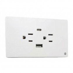 Tomacorriente doble con USB y un tipo C para empotrar Blanco
