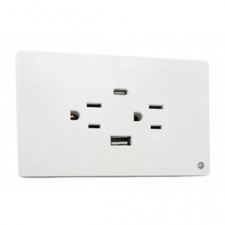 Tomacorriente doble con USB y un tipo C para empotrar Blanco