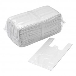Bolsa Plástica Tipo Camiseta Blanca 15 Kg Paq. 100 Unidades.