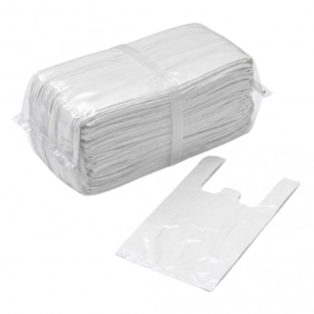 Bolsa Plástica Tipo Camiseta Blanca 15 Kg Paq. 100 Unidades.