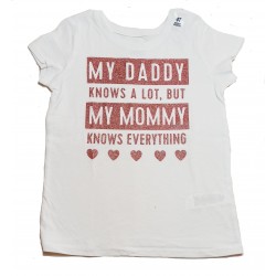 Franela estampado DADDY MOM KNW EVERYTHING para niñas
