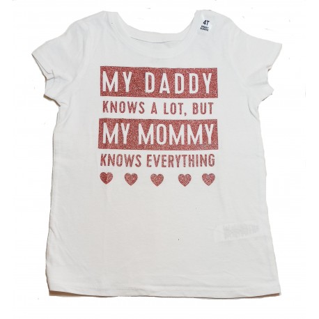 Franela estampado DADDY MOM KNW EVERYTHING para niñas